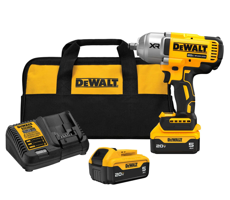 DEWALT DCF900P2 20V MAX XR 1/2 in High Torque Impact Wrench Kit with 2 Batteries & Charger