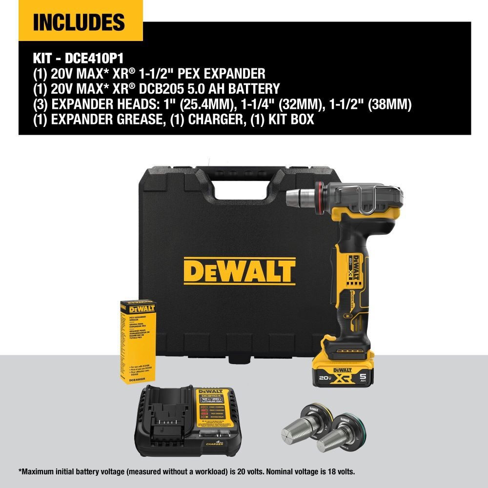 DEWALT DCE410P1 PEX Expander 20V MAX XR 1-1/2" Kit image 3