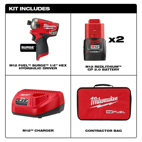 Milwaukee 2551-22 M12 FUEL 12V SURGE 1/4 Inch Hex Hydraulic Driver Kit image 2
