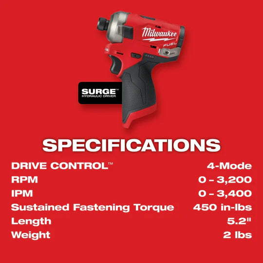 Milwaukee 2551-22 M12 FUEL 12V SURGE 1/4 Inch Hex Hydraulic Driver Kit image 5