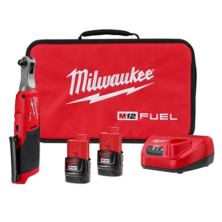 Milwaukee 2567-22 M12 FUEL 3/8" High Speed Ratchet Kit with Compact Head and Maximum Torque