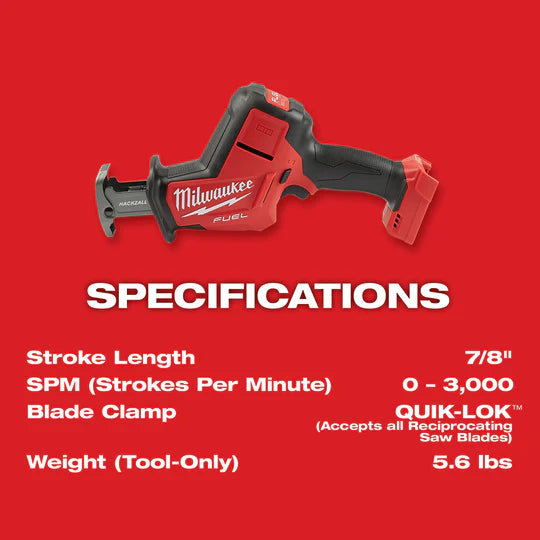 Milwaukee 2719-20 M18 FUEL 18V 7/8-Inch Cordless Hackzall – Bare Tool image 2