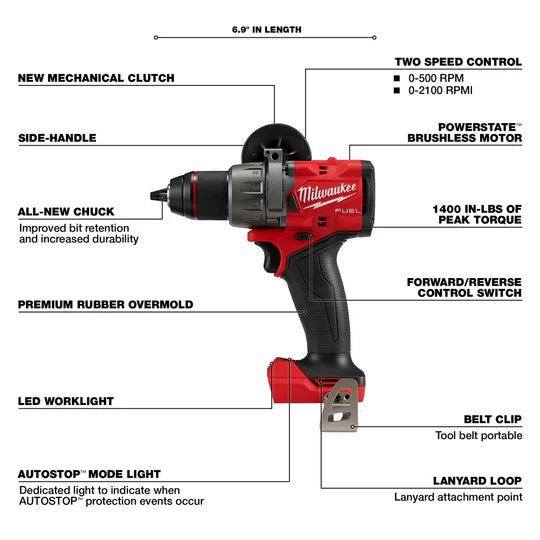 Milwaukee 2904-20 M18 FUEL 18V 1/2" Cordless Hammer Drill/Driver – Bare Tool image 2