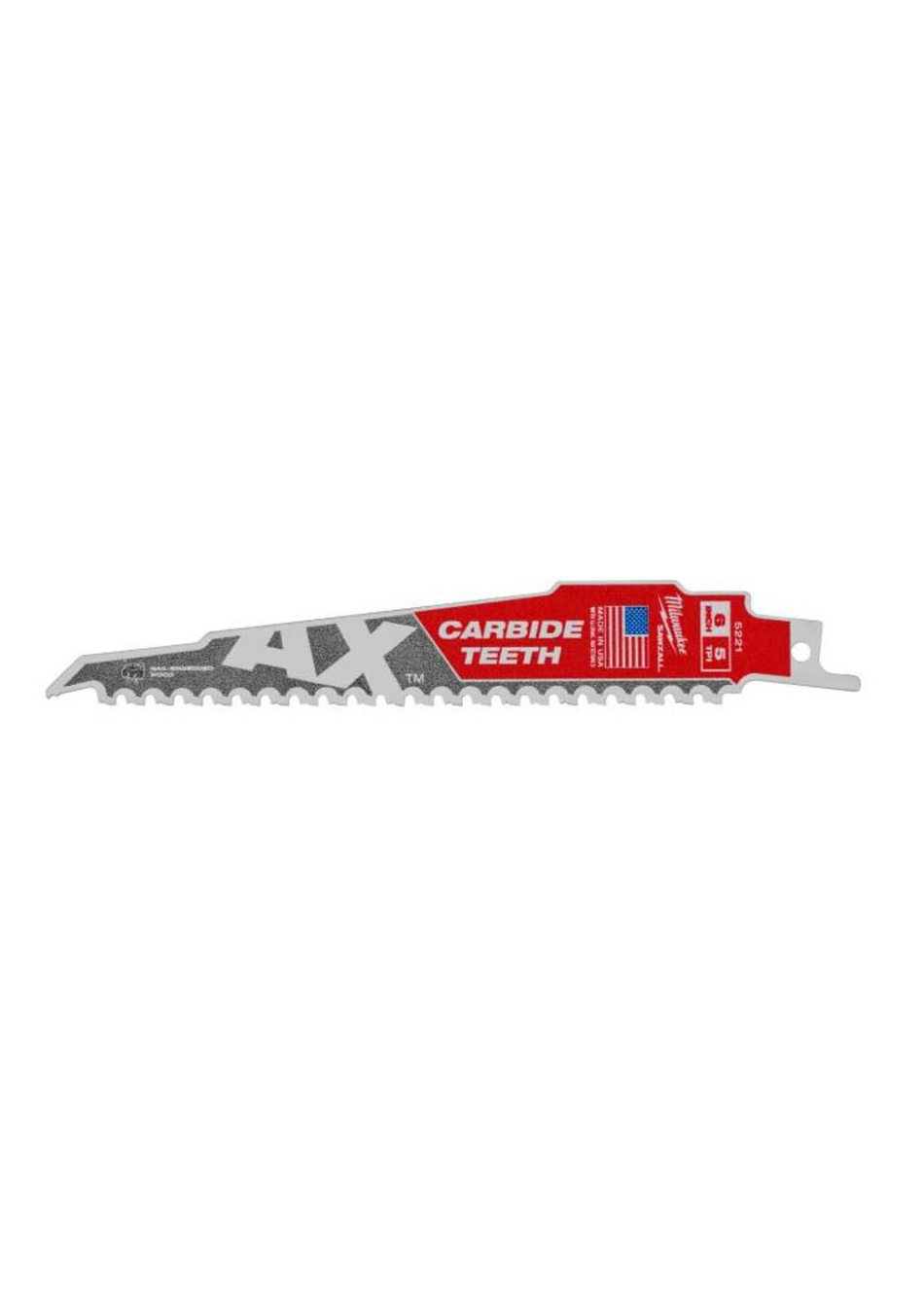 Milwaukee 48‑00‑5221  The AX with Carbide Teeth SAWZALL Wood Blades (Set)