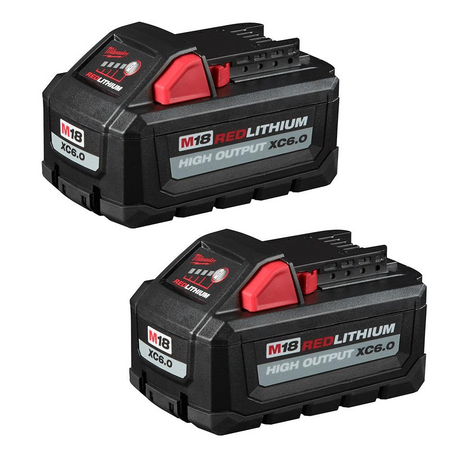 Milwaukee 48‑11‑1862 M18 REDLITHIUM HIGH OUTPUT XC6.0 Battery Pack (2‑Pack)