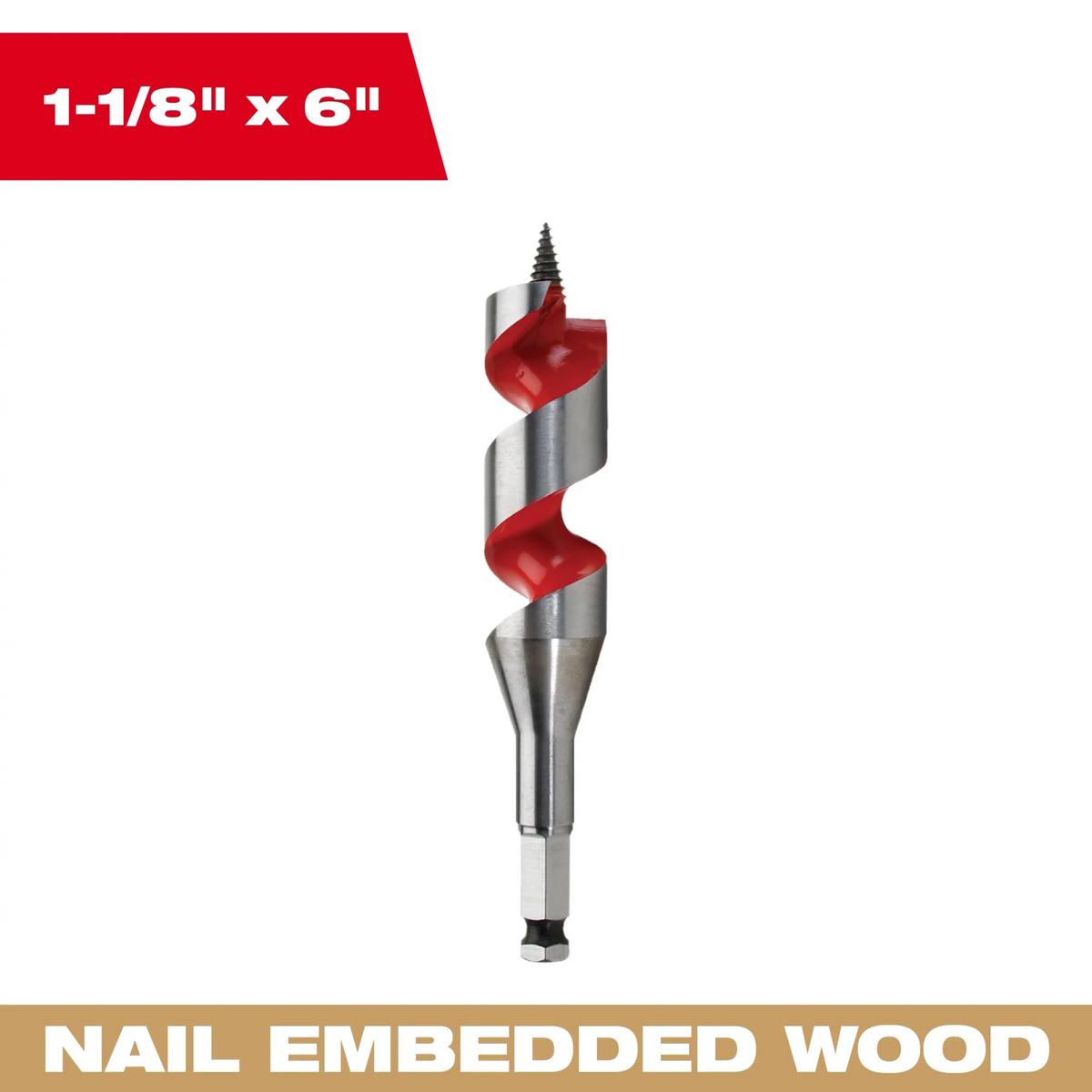 Milwaukee 48-13-1123 1-1/8 Inch x 6 Inch Ship Auger Bit