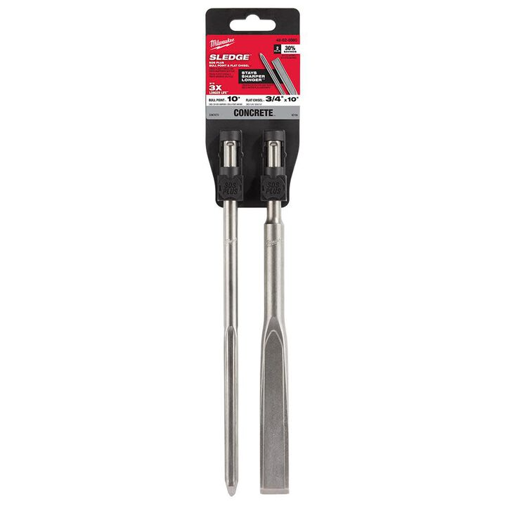 Milwaukee 48-62-6080 SDS-PLUS SLEDGE Bull Point & Flat Chisel 2-Pack