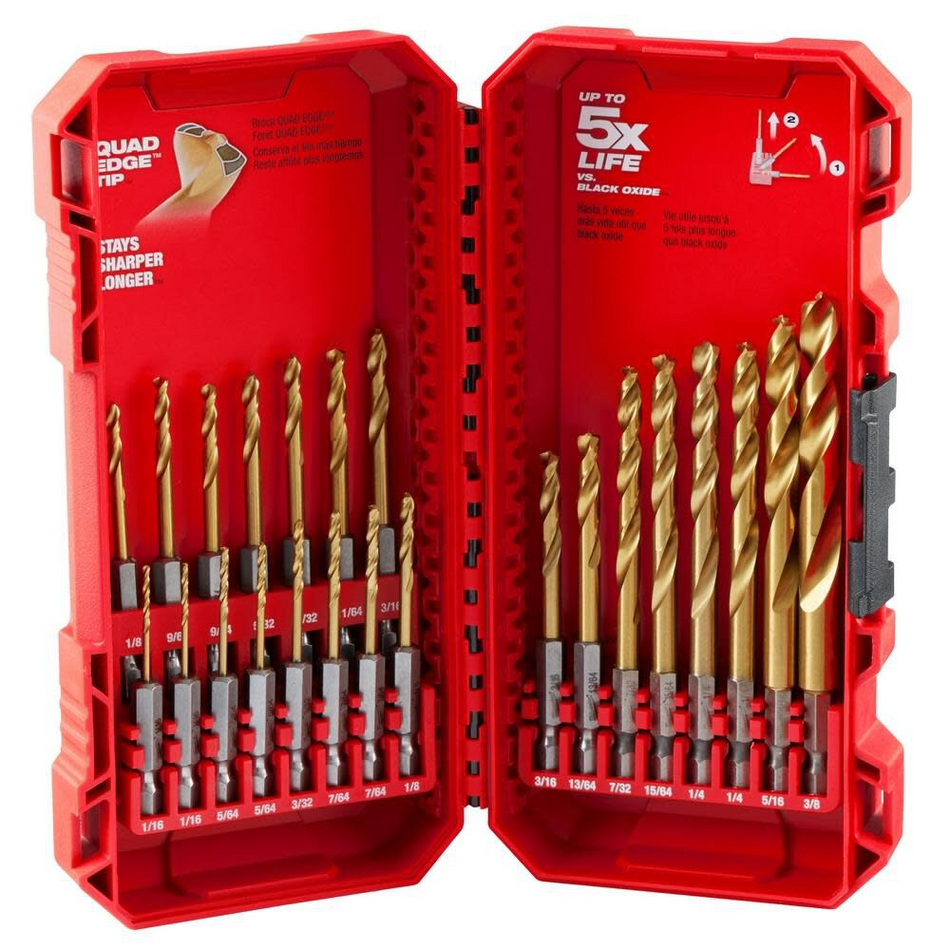 Milwaukee 48‑89‑4631 23‑Piece Shockwave Impact Duty Red Helix Titanium Drill Bit Set