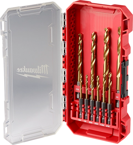 Milwaukee 48-89-4633 10PC SHOCKWAVE Impact Duty RED HELIX Titanium Drill Bit Set
