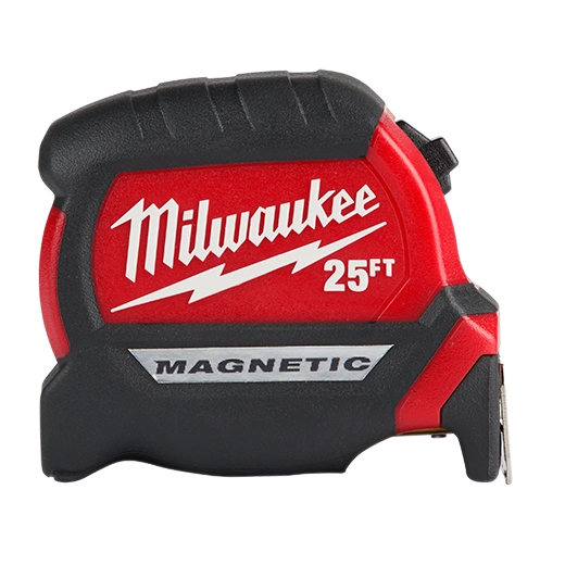 Milwaukee 48-22-0225 25ft Wide Blade Tape Measure Compact Magnetic Durable Measuring Tool for Jobsite Use