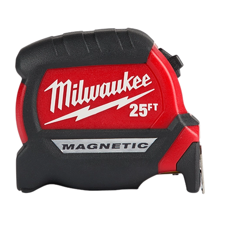 Milwaukee 48-22-0225 25ft Wide Blade Tape Measure Compact Magnetic Durable Measuring Tool for Jobsite Use