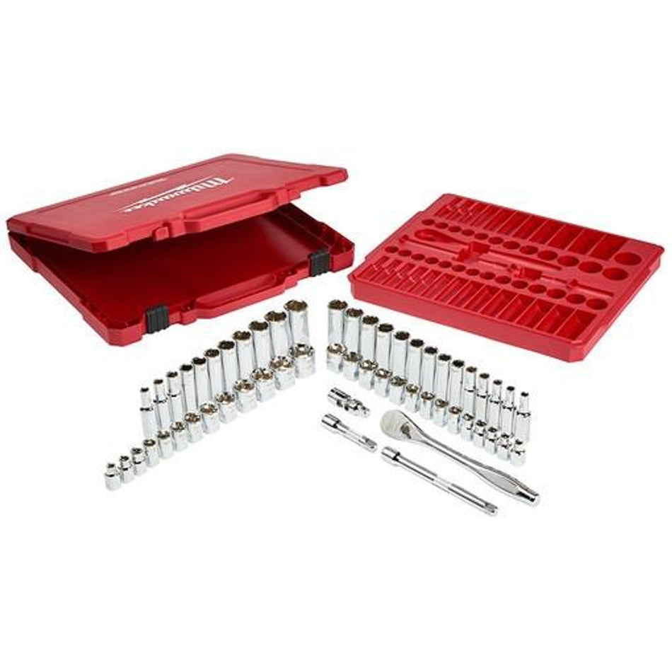 Milwaukee 48-22-9008 3/8 in. Drive 56pc Ratchet & Socket Set - SAE & Metric