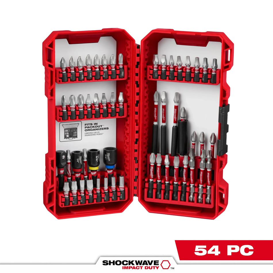 Milwaukee 48‑32‑4010 54 PC Shockwave Impact Duty Driver Bit Set
