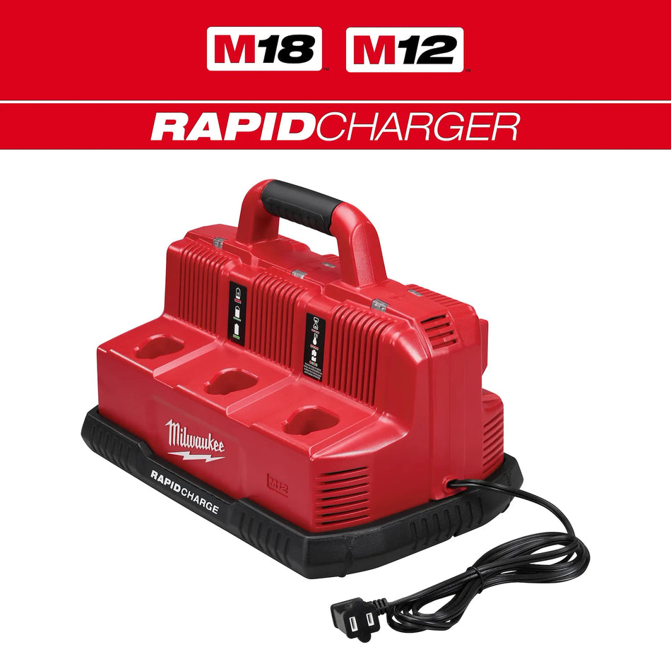 Milwaukee 48-59-1807 M18 and M12 Rapid Charge Station Fast Multi-Port Charger for Cordless Tools