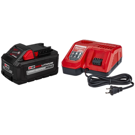 Milwaukee 48-59-1880 M18 Redlithium High Output XC8.0 Starter Kit High Capacity Battery and Rapid Charger for M18 Tools