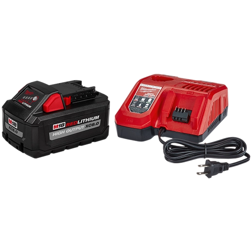 Milwaukee 48-59-1880 M18 Redlithium High Output XC8.0 Starter Kit High Capacity Battery and Rapid Charger for M18 Tools