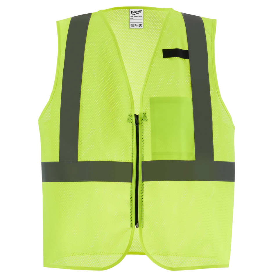 Milwaukee 48-73-2243 Class 2 High Visibility Mesh One Pocket Safety Vest (2X/3X, Yellow)