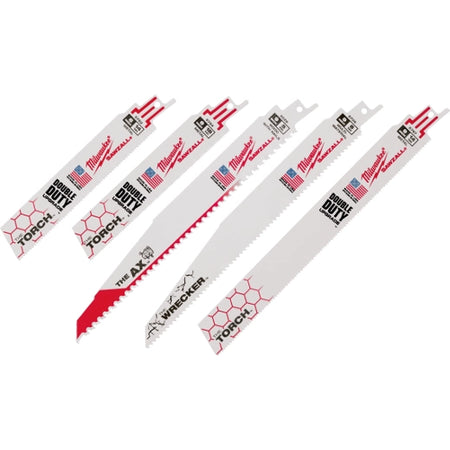 Milwaukee 49-22-1105 Sawzall Demolition Blade Set 5PC Heavy Duty Wood and Metal Cutting Blades