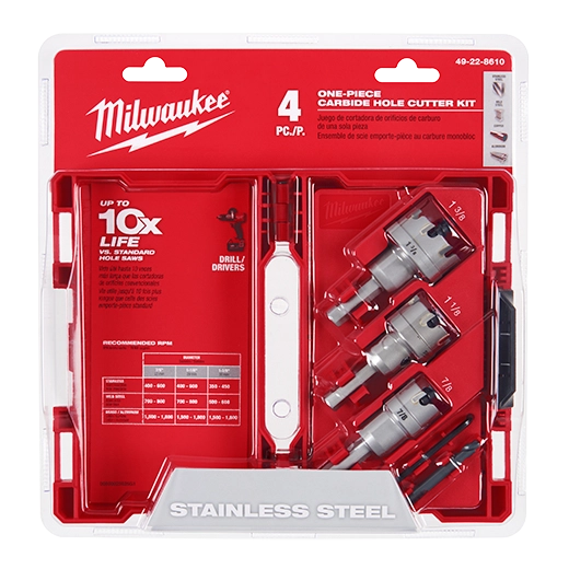 Milwaukee 49-22-8610 One-Piece Carbide Hole Cutter Set - 4PC