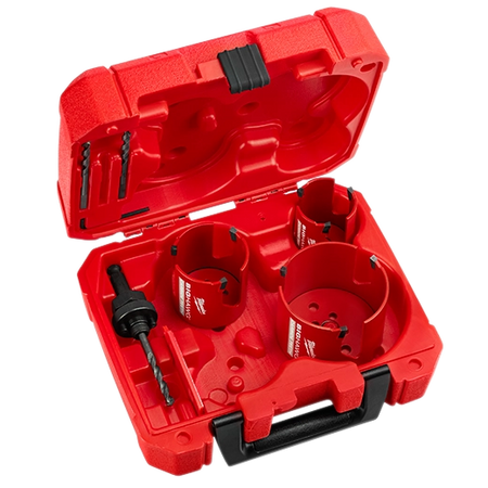 MILWAUKEE 49-56-9280 Hole Cutter Kit, 7 Pieces, 2 1/8 Inch to 3 5/8 Inch Saw Size Range