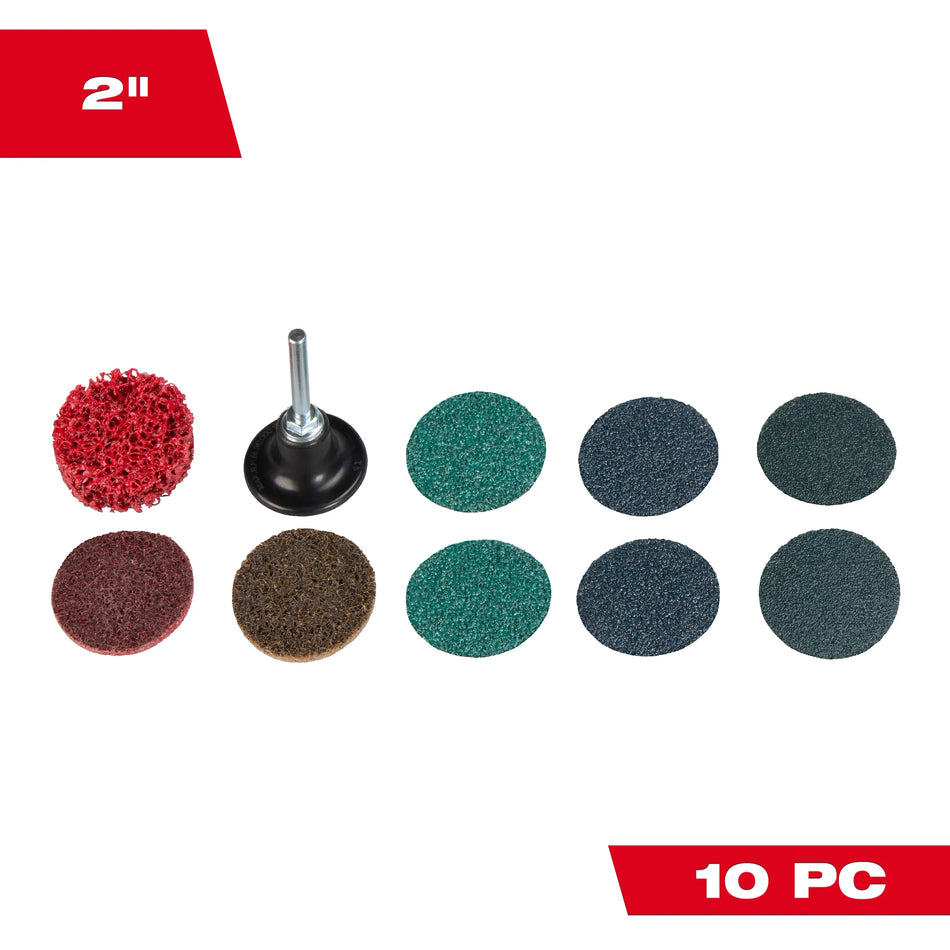 Milwaukee 49-92-9000 10PC 2" Quick Change Disc Kit – Metal, Wood & Paint