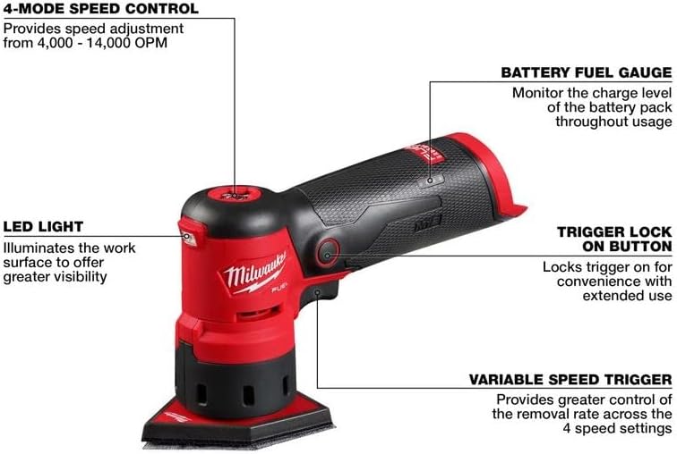 Milwaukee 2531-20 M12 FUEL 12V Cordless Orbital Detail Sander Brushless NEW image 2