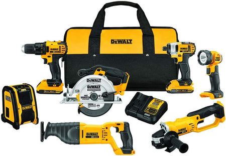 DEWALT DCK730P2 20V MAX 7-Tool Combo Kit – Drill, Impact, Saws, Grinders, Sander