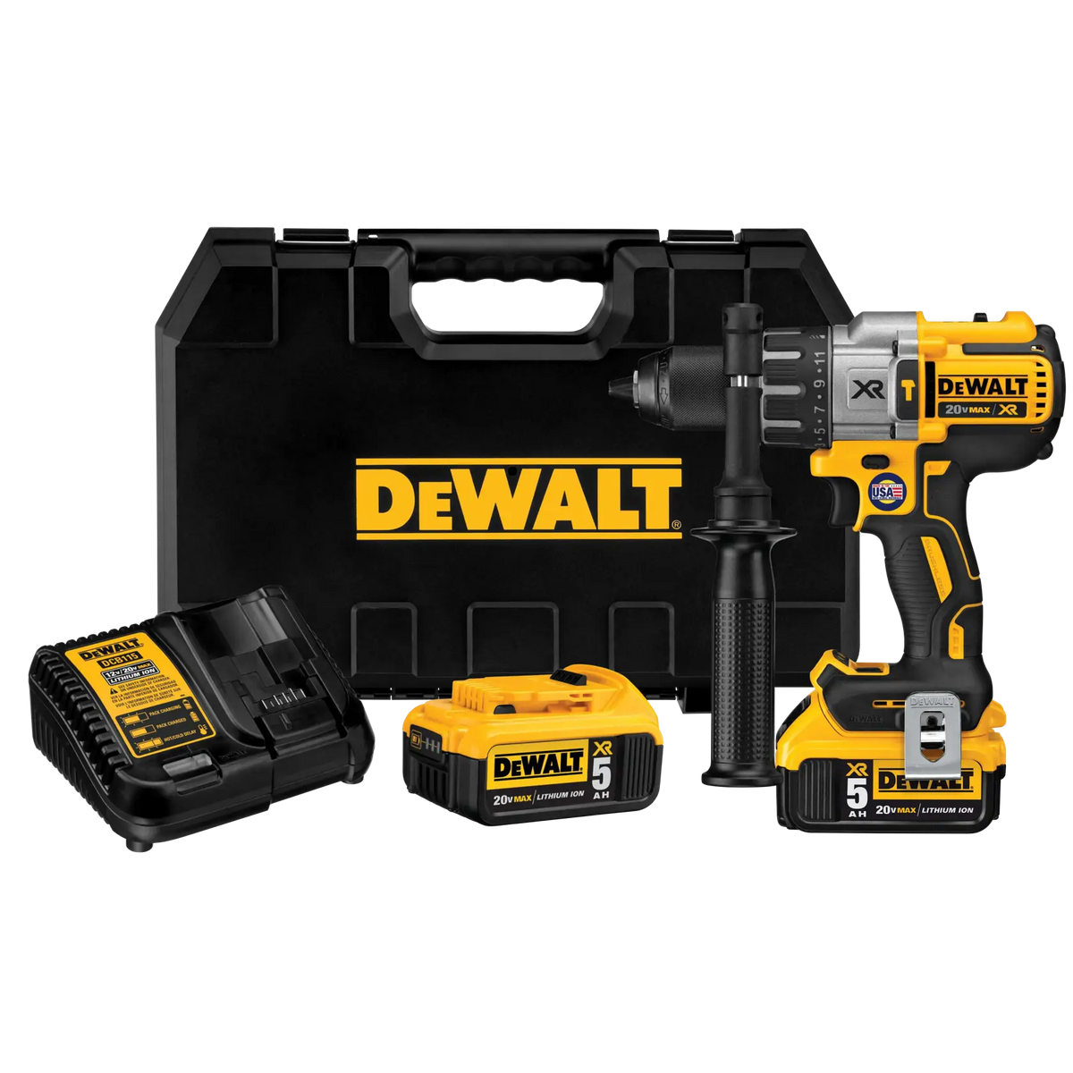 DEWALT DCD996P2 XR Hammer Drill Kit 20V MAX Brushless 3-Speed 1/2 in