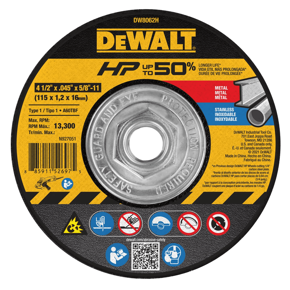 DEWALT DW8062 High-Performance Metal Cutting Wheel