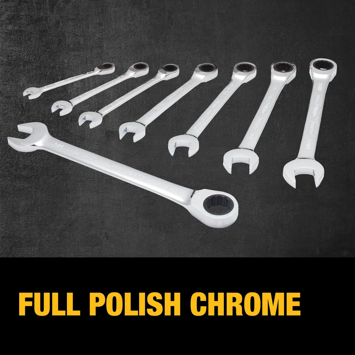 DEWALT DWMT74733 8 Piece Full Polish Ratcheting Combination Wrench Set image 3