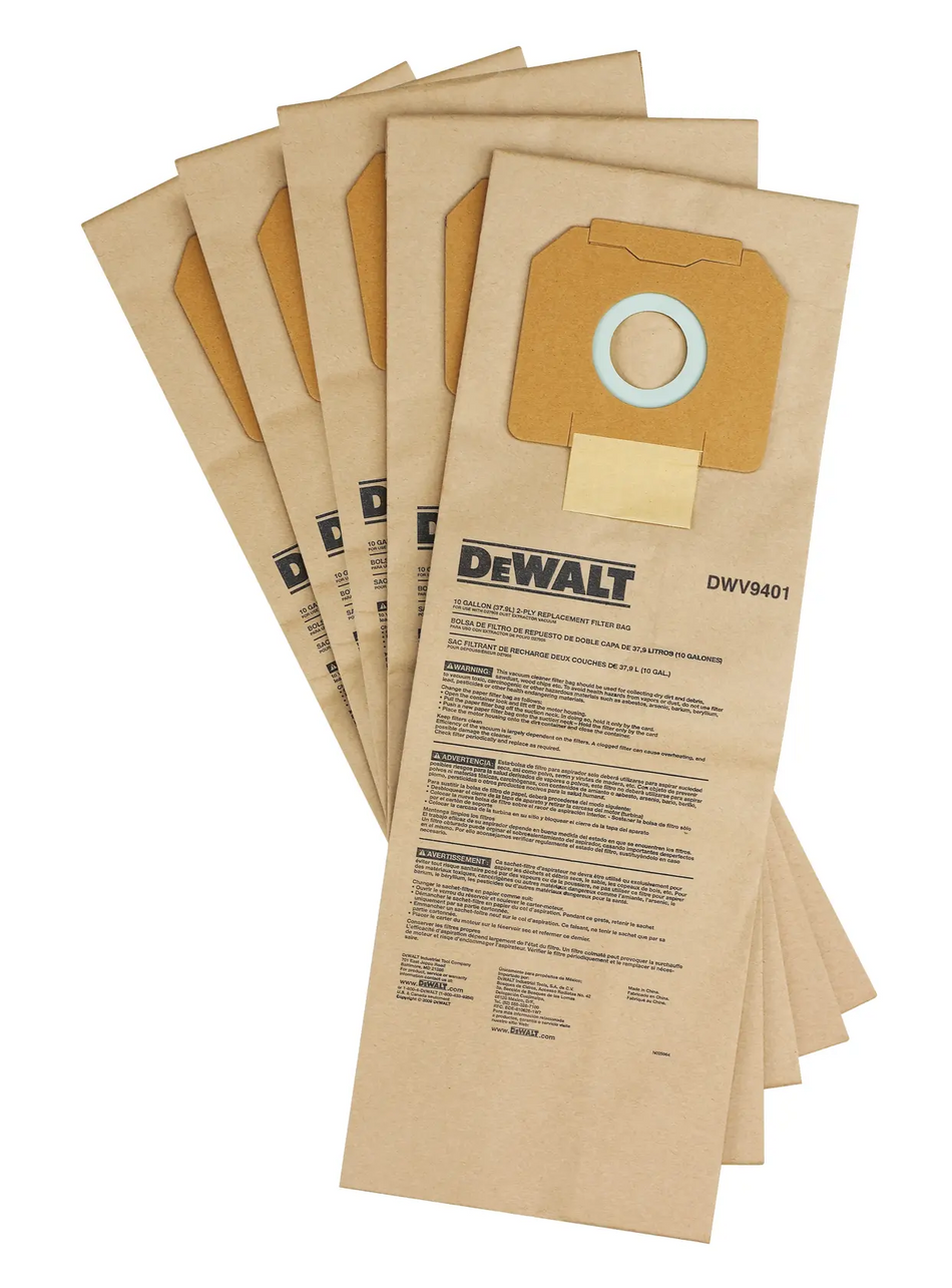 DEWALT DWV9401 Paper Bag for Dust Extractors 5-Pack