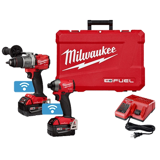 Milwaukee 2996-22 M18 Fuel 2-Tool Hammer Drill and Impact Driver Combo Kit with ONE-KEY Cordless Power Tools