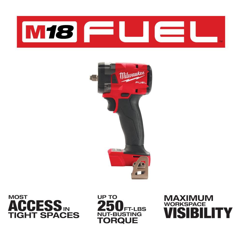 Milwaukee 2854-20 M18 FUEL 3/8 in. Compact Impact Wrench with Friction Ring image 2