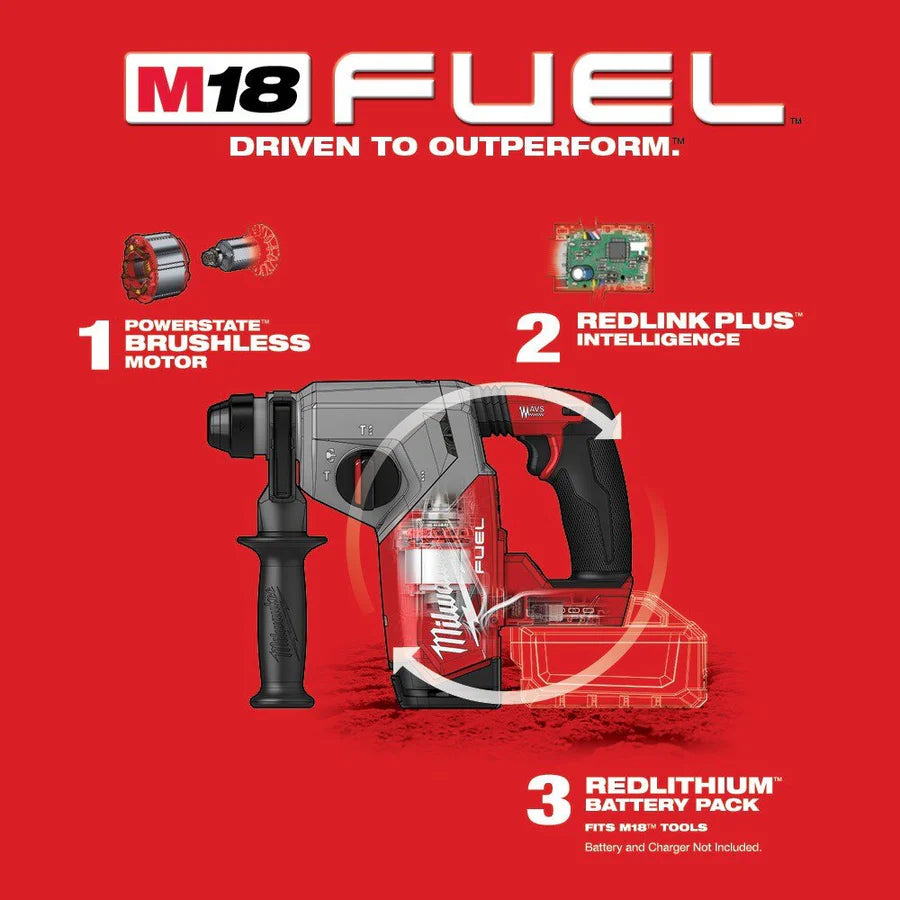 Milwaukee 2912-20 M18 FUEL 1" SDS Plus Rotary Hammer – High-Performance Cordless Rotary Hammer for Professional Drilling image 3