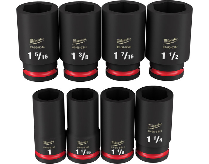 Milwaukee 49-66-7018 SHOCKWAVE Impact Duty 6 Point Deep Socket Set – 3/4 in Drive – 8 Piece