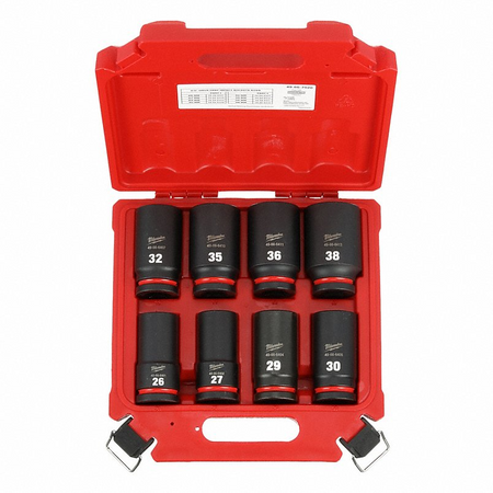 Milwaukee 49-66-7020 SHOCKWAVE Impact Duty 6 Point Deep Socket Set – 3/4 in Drive – 8 Piece