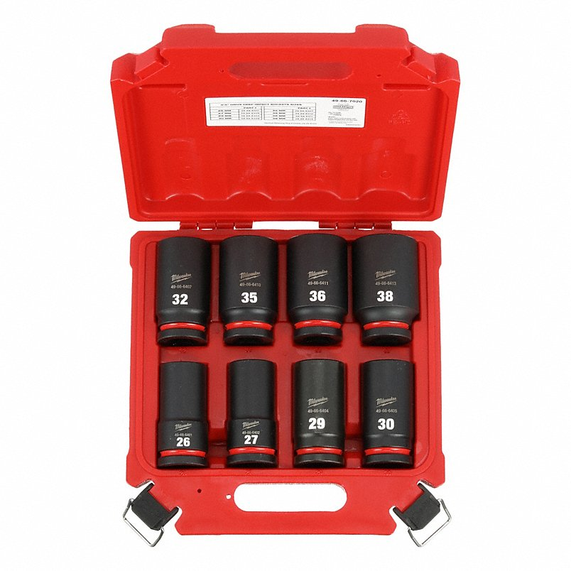 Milwaukee 49-66-7020 SHOCKWAVE Impact Duty 6 Point Deep Socket Set – 3/4 in Drive – 8 Piece
