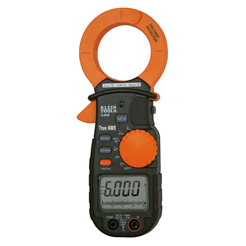 Klein Tools CL2500 1000A AC/DC TRMS Clamp Meter Heavy Duty True RMS Electrical Tester