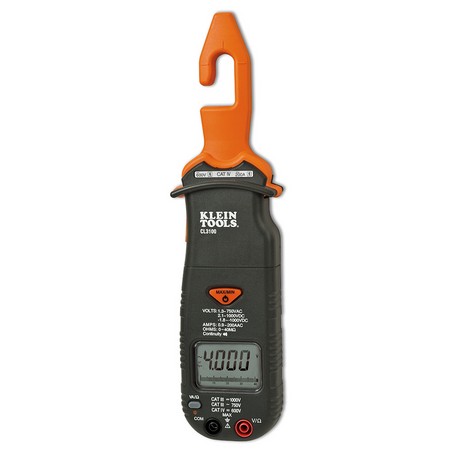 Klein Tools CL3100 200A Hook Meter Automatic AC Voltage Current Tester with Backlit Display