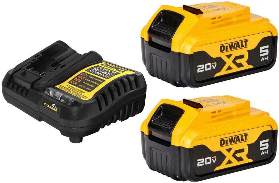 DEWALT DCB205-2CK 20V MAX Battery Charging Kit with 2 Batteries, Charger, and Storage Bag