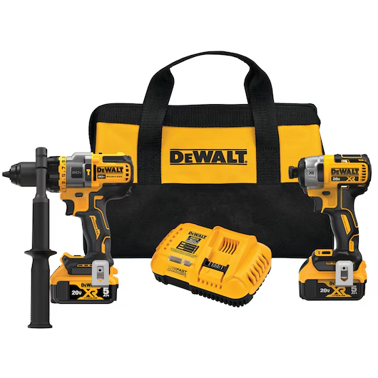 DeWalt DCK2100P2 20V MAX Hammer Drill and Impact Driver Combo Kit with FLEXVOLT Advantage for Professional Performance