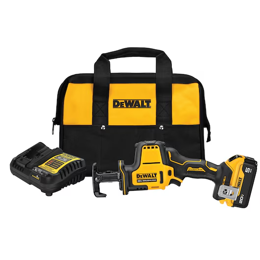 DeWalt DCS369P1 ATOMIC 20V MAX Cordless One-Handed Reciprocating Saw Kit for Compact, Powerful Cutting