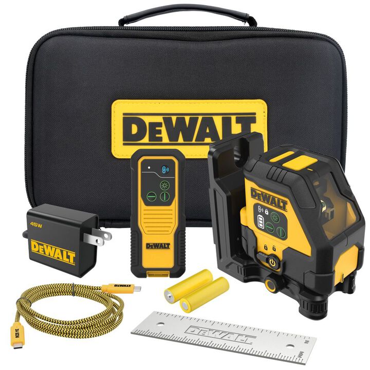 DEWALT DCLE14201G USB Rechargeable Green Cross Line Laser Kit