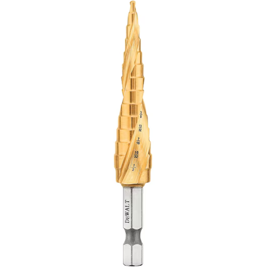 DeWalt DWA1783IR 1/8–1/2 Inch Impact Ready Titanium Nitride Step Drill Bit for Clean, Efficient Drilling