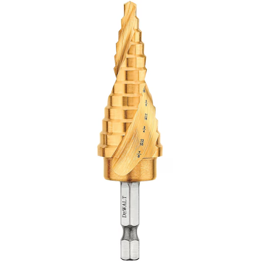 DeWalt DWA1786IR 3/16–7/8 Inch Impact Ready Titanium Nitride Step Drill Bit for Heavy-Duty Drilling