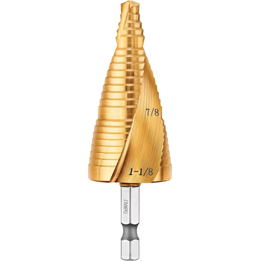 DeWalt DWA1789IR 7/8–1-1/8 Inch Impact Ready Titanium Nitride Step Drill Bit Set for Heavy-Duty Drilling