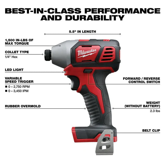 Milwaukee 2691-22 M18 18V Cordless Li-Ion Drill Driver / Impact Driver Combo Kit image 3