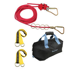 FALLTECH 777075 4-Person Horizontal Lifeline Kit – 30ft Temporary Fall Protection System