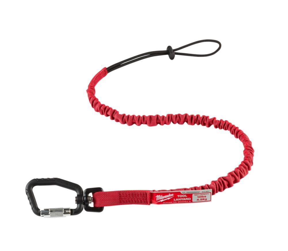 Milwaukee 48-22-8810 10 lb Locking Tool Lanyard – Shock Absorbing Safety Lanyard with Carabiner