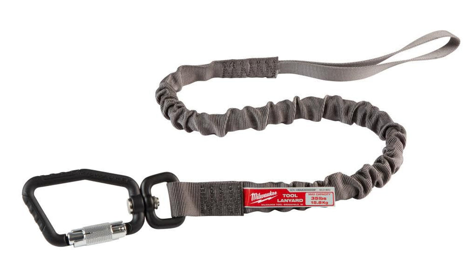 Milwaukee 48-22-8850 35 lb Locking Tool Lanyard – Heavy Duty Shock Absorbing Safety Lanyard